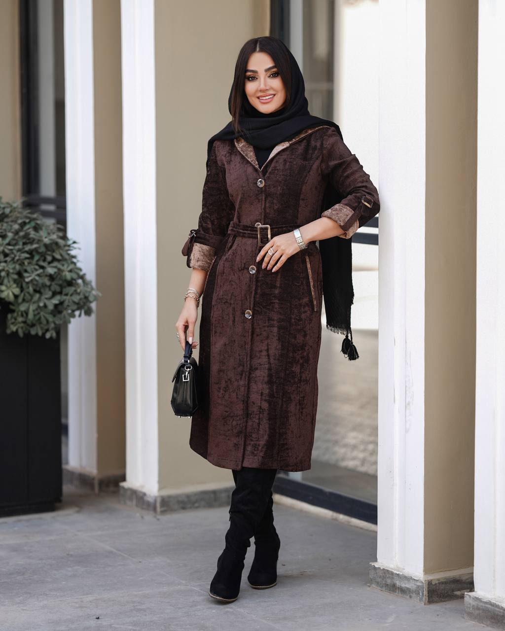 IMG_20260207_180844_601 پالتو بلند کلاهدار مخمل دالاس - تصویر 1
