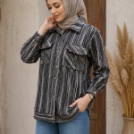 شومیز پیراهنی  پشمی راه راه