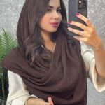 شال برشکا دور ریش لمه دار موکا