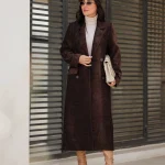 مانتو  کتی بلند یقه انگلیسی مخمل